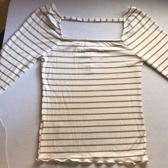 Almost Famous Size S Y2K Lettuce Hem Striped Top - Picture 4 of 9